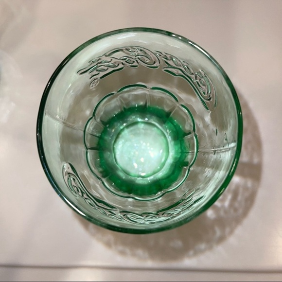 Three Light Green Coca Cola Embossed Contoured Drinking Glasses Tumblers - Picture 10 of 14